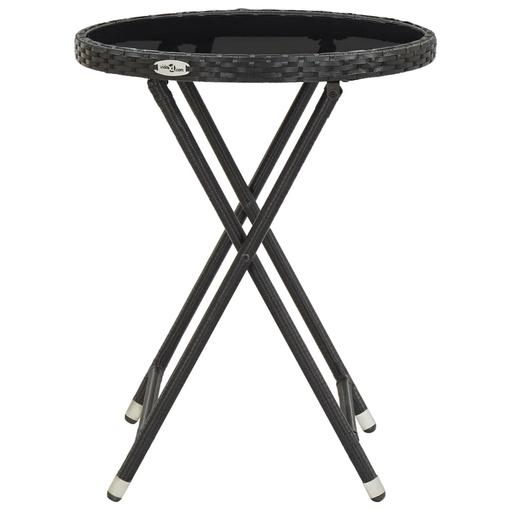 Tavolino da CaffÃ¨ Nero 60 cm in Polyrattan e Vetro Temperato cod mxl 34122