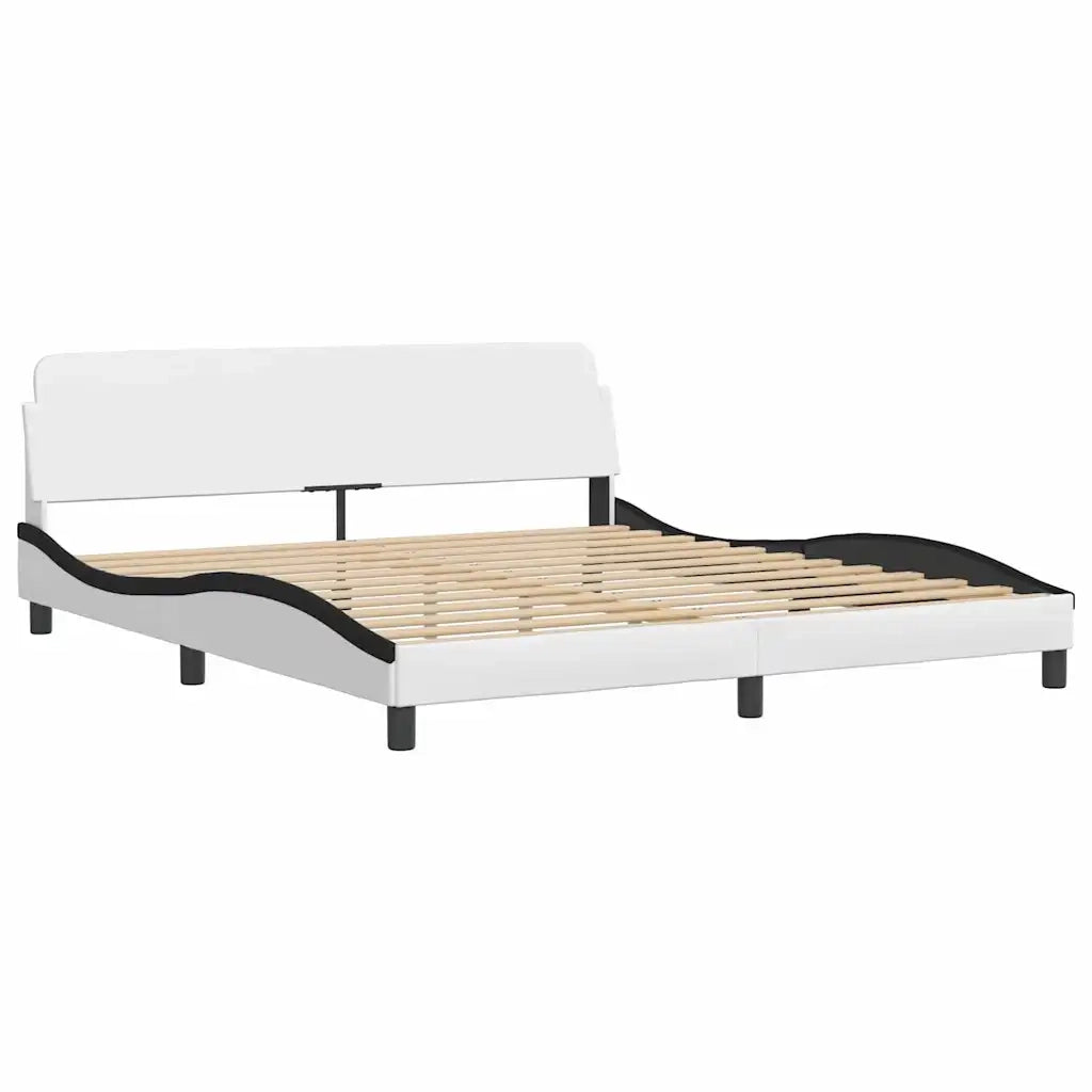 Giroletto senza Materasso Zadar Bianco e Nero 180x200 cm in Similpelle 3208204