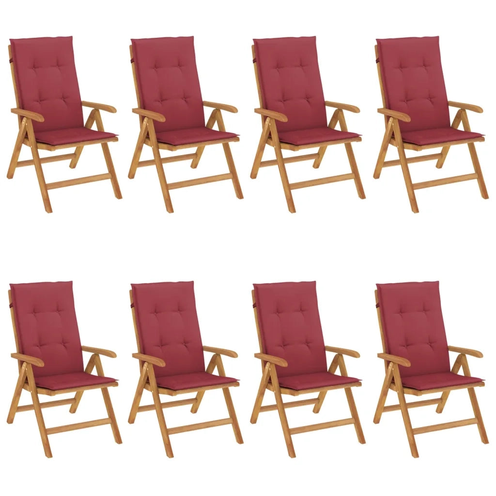 Sedie da Giardino Reclinabili con Cuscini 8 pz in Legno di Teakcod mxl 77068