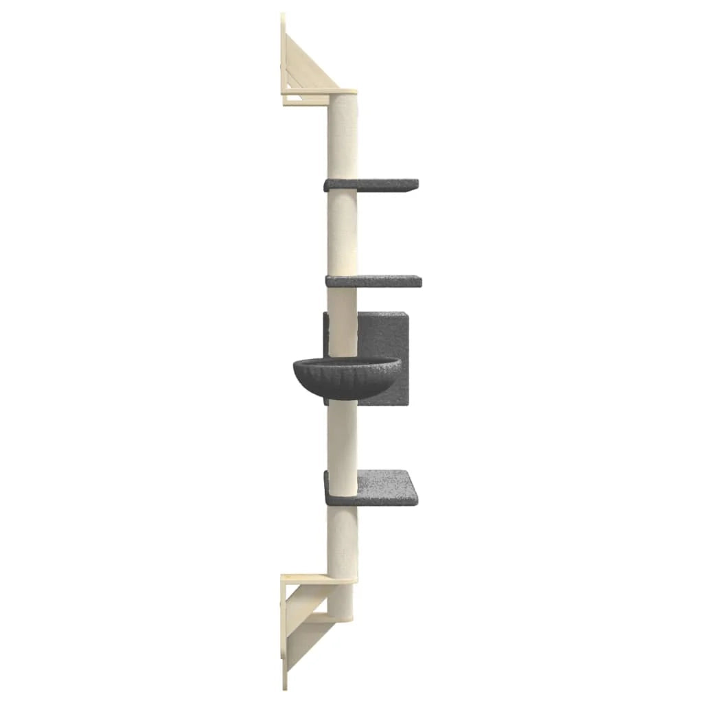 Tiragraffi per gatti torre per arrampicata giocattolo parete per arrampicata piattaforma con tiragraffi grigio scuro 180 cm 02_0022782