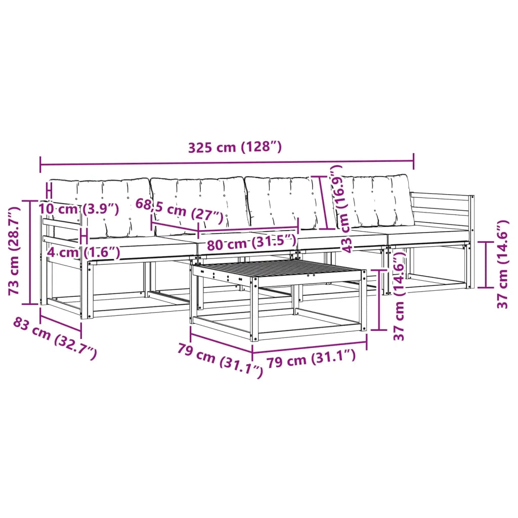Set di divani da esterno 5 pz Bianco e Nero 3388390