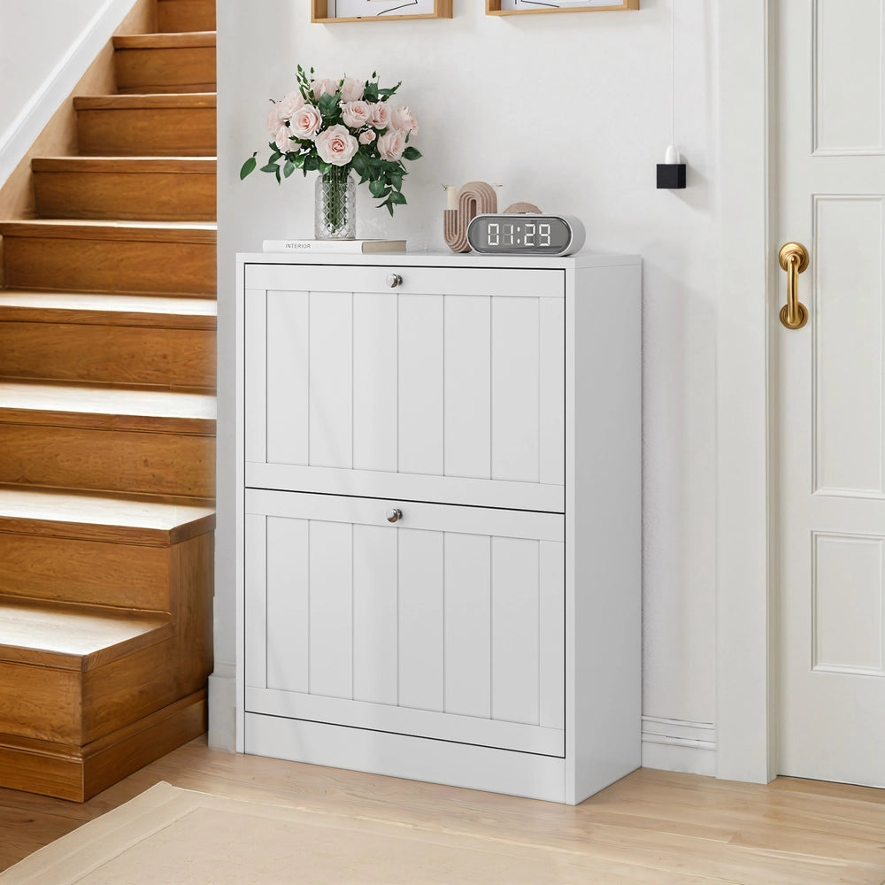 Scarpiera con 2 Ante Ribaltabili Salvaspazio ¨C MINIMAL ¨C Bianco, 60 cm