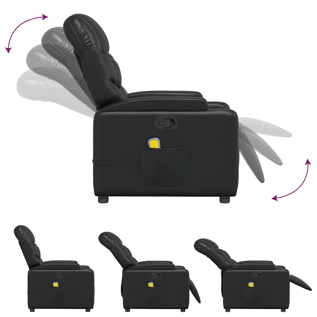 Divano Sedia-Poltrona Massaggiante Reclinabile Nera in Similpelle 211666
