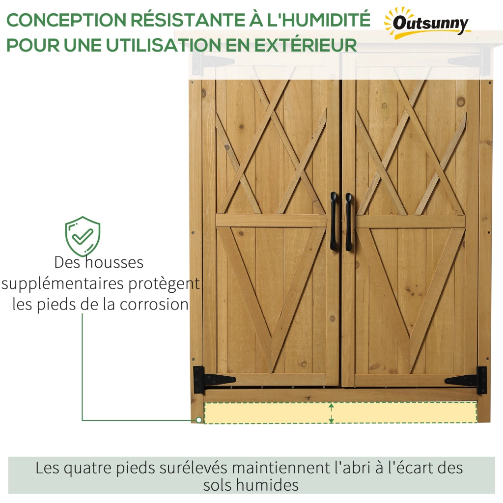 Armadio da giardino 3 ripiani 2 porte ¨C zephmum ¨C giallo legno 75x40x90 cm
