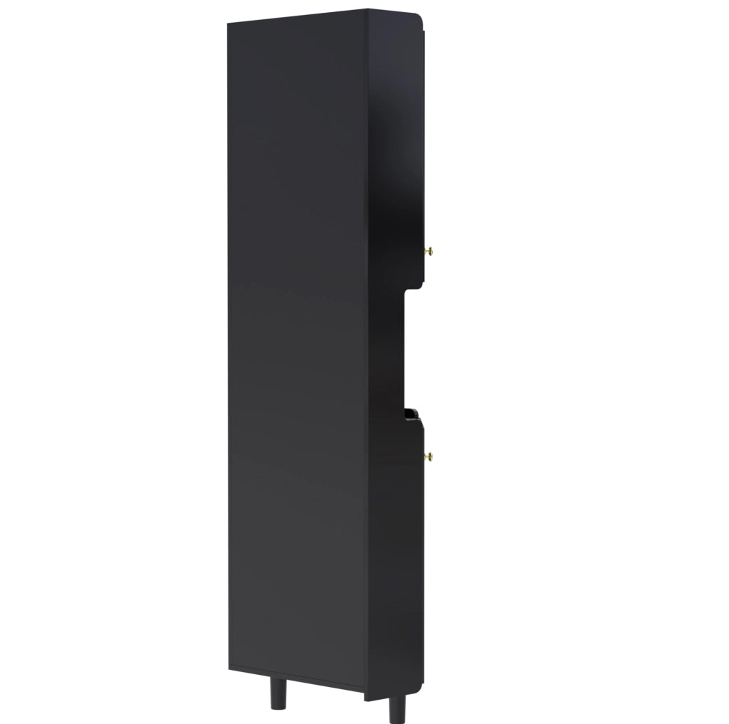Armadio angolare 63,5x157,5 cm nero in MDF, LED con app e 2 ante