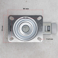 Set 4 ruote piroettanti, freno doppio blocco, Rotella 75mm max 50kg, metallo e gomma piena