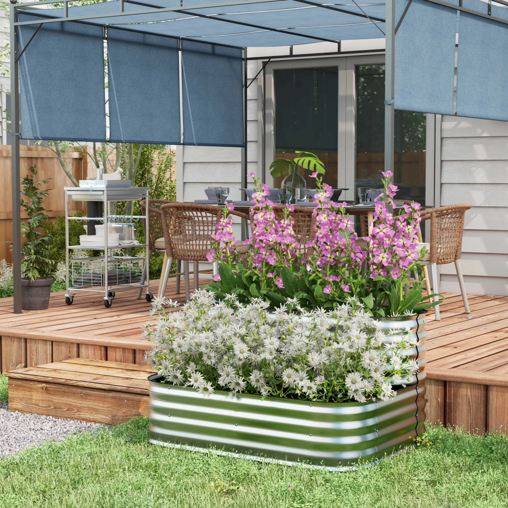 Hochbeet da giardino 2 piani in metallo ¨C zephmum ¨C 120x90x30cm colore argento