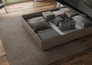 Letto Matrimoniale 160x210 cm con Rete e Contenitore Agueda Cappuccino