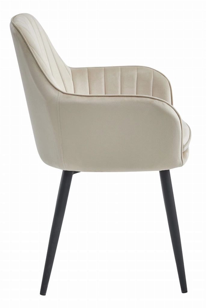 Valora LUGO Sedia Velluto Beige Gambe Nere x2