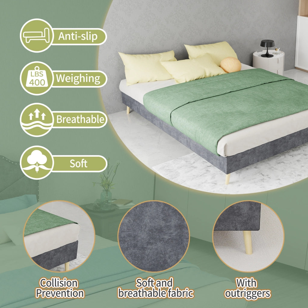 LETTO per cameretta con testiera a forma cartoon 140x200 cm Grigio in tessuto e metallo