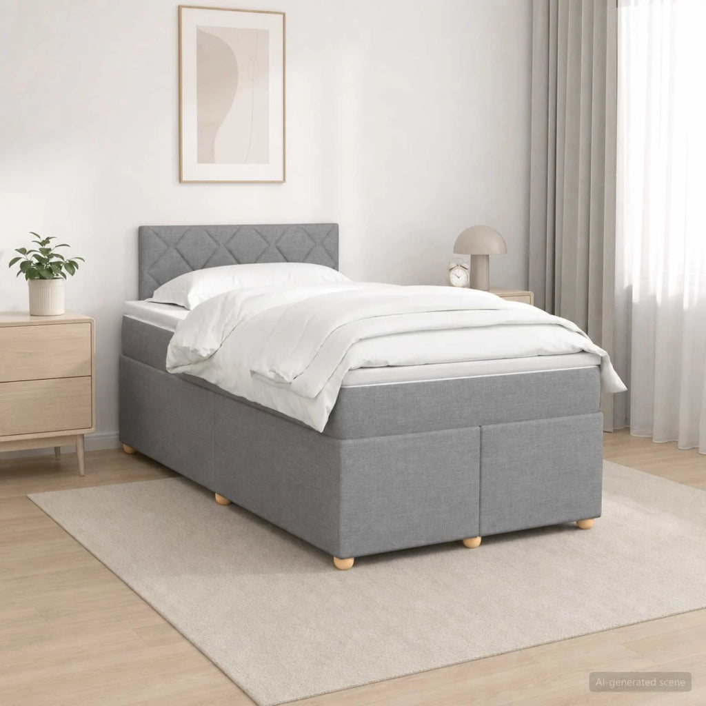Letto box spring con materasso Grigio Chiaro 120 x 190 cm 3450916