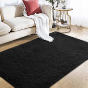 Tappeto Moderno Fluff, Molto morbido per la camera da letto dei bambini - 60 x 120 cm nero