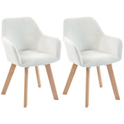 Set 2 sedie da pranzo ¨C Minimal ¨C tessuto velluto, gambe in legno, crema