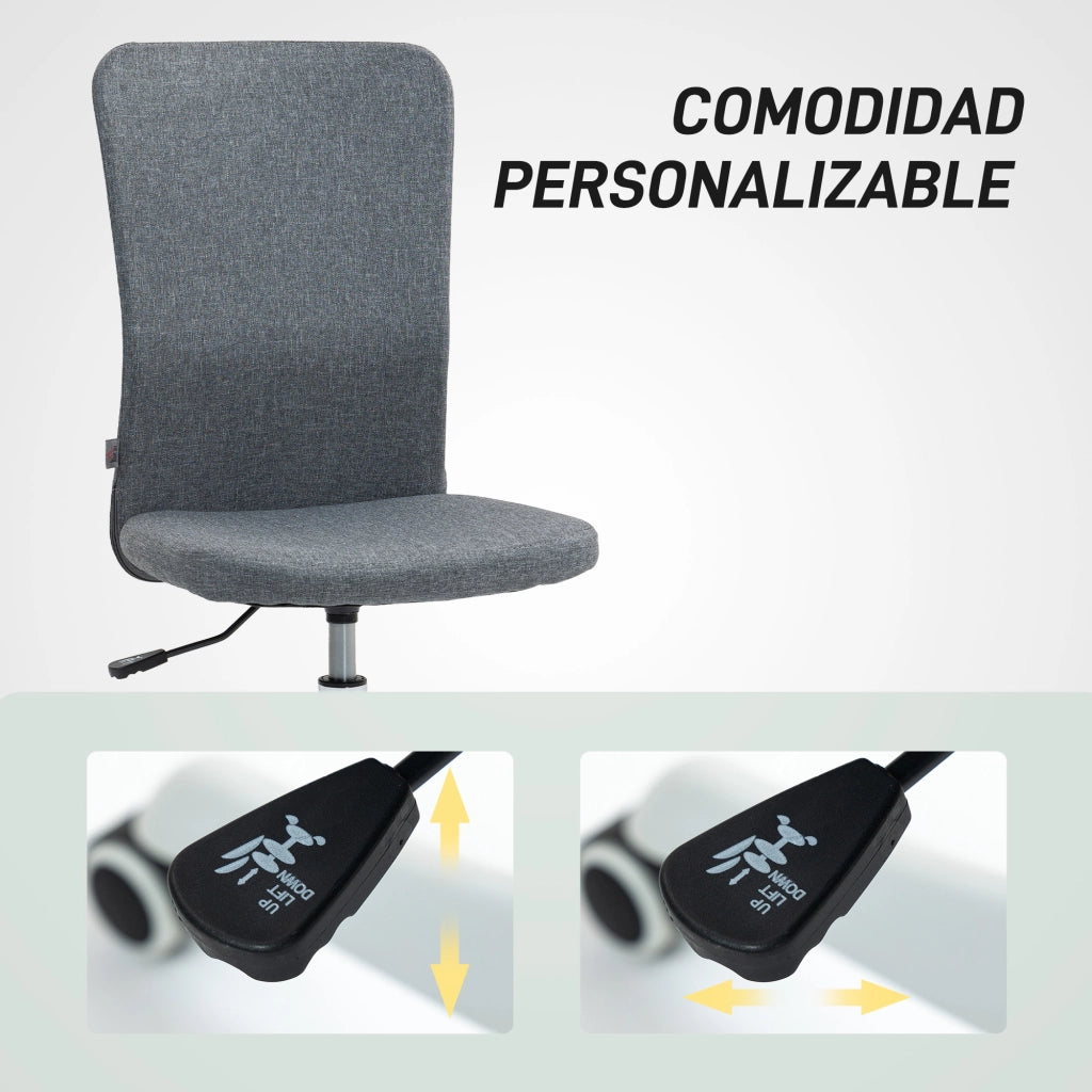 Sedia da Ufficio con Ruote e Schienale Regolabile ¨C Zephmum ¨C Grigio 53x43x85-93 cm