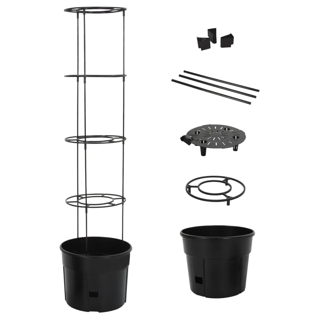 Vaso a Torre per Pomodori Antracite Ã˜39x150 cm Polipropilene