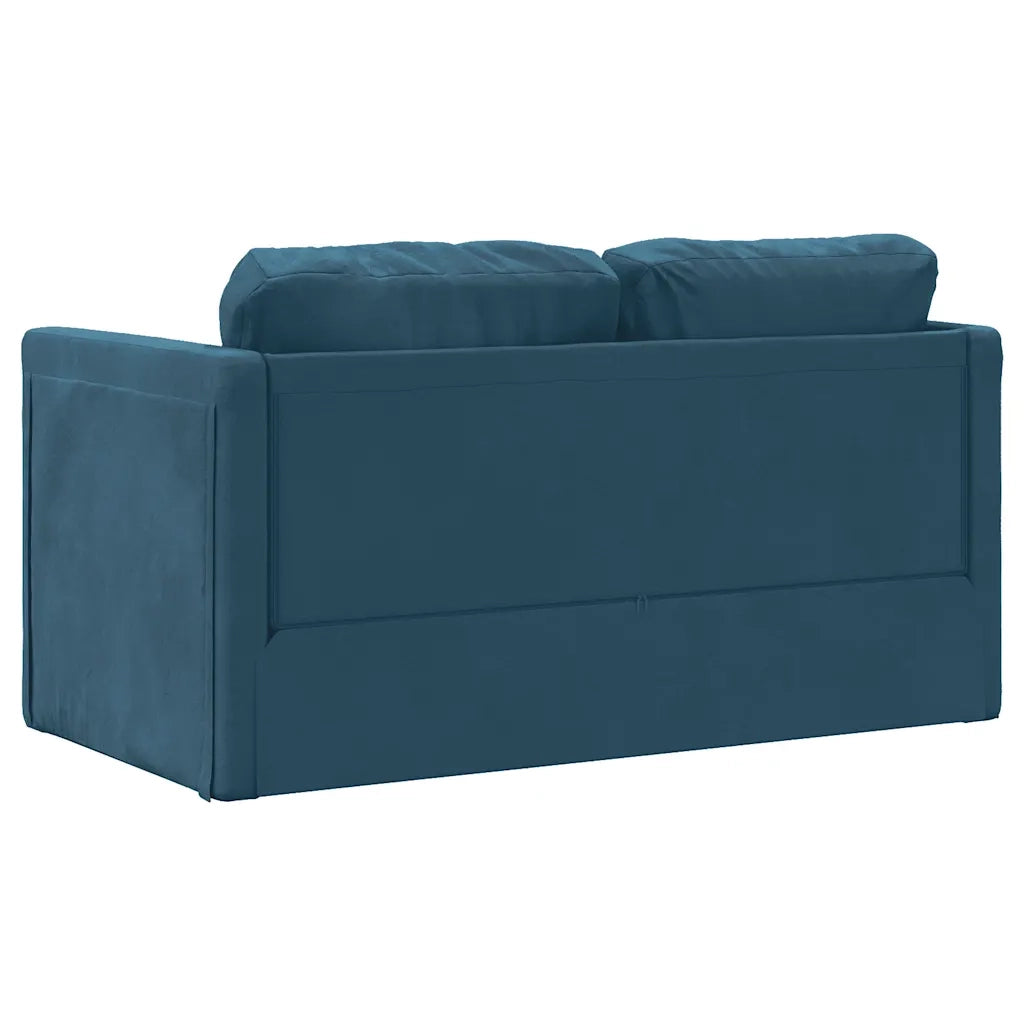 Divano letto | Sof¨¤ letto | Letto singolo da Terra 2 in 1 Blu 122x204x55 cm Velluto