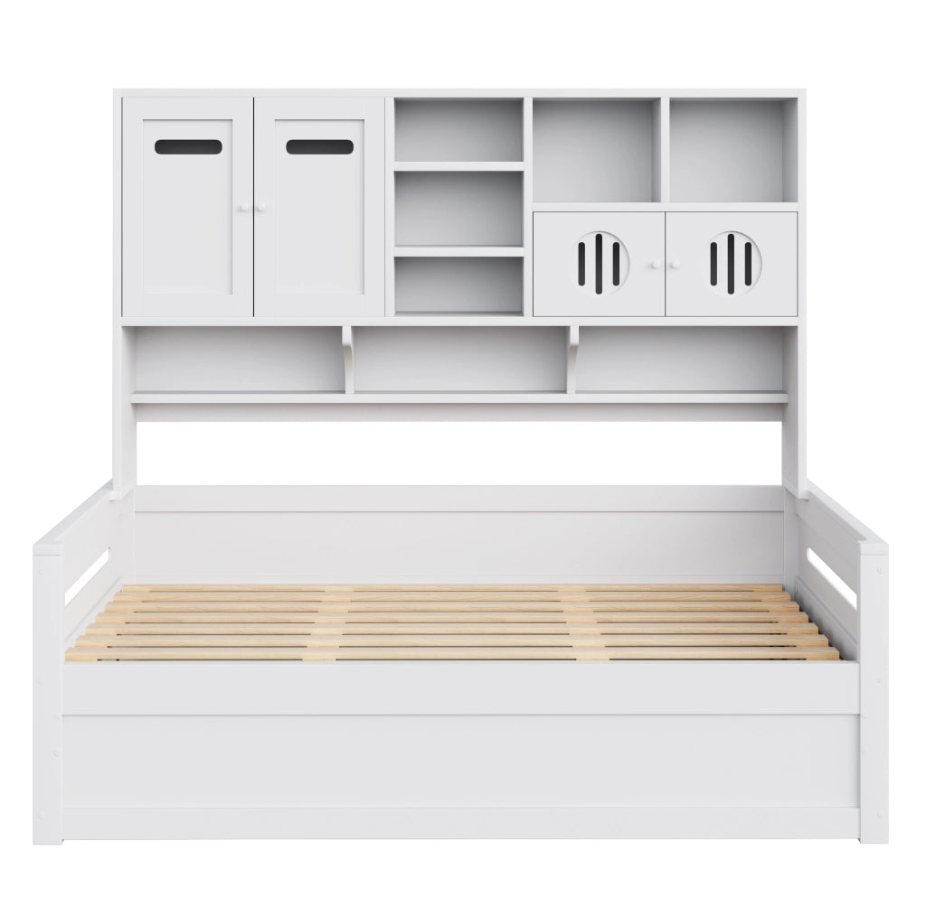 Letto 90x200 cm con vano contenitore idraulico in legno bianco