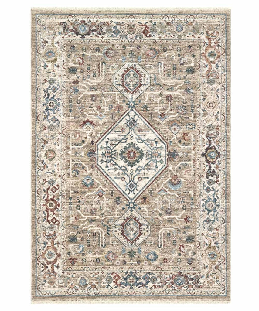Tappeto orientale MURCIA J9642-E22575 cm.200x310 motivo persiano stile classico tradizionale colore avorio beige per salotto soggiorno camera da letto