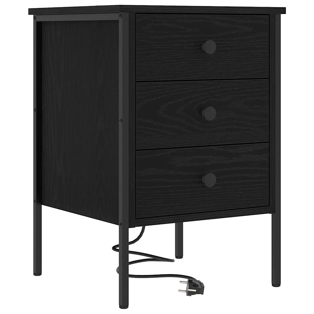 Comodino | Armadio da Notte | Mobiletto da notte Rovere Nero 42 x 41 x 61 cm Legno multistrato