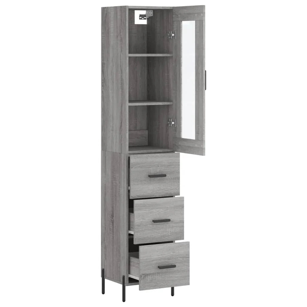 Buffet credenza cassettiera armadio mobile contenitore organizer cucina soggiorno salotto rovere Sonoma alto 34,5 x 34 x 180 cm legno ingegnerizzato grigio 02_0035260