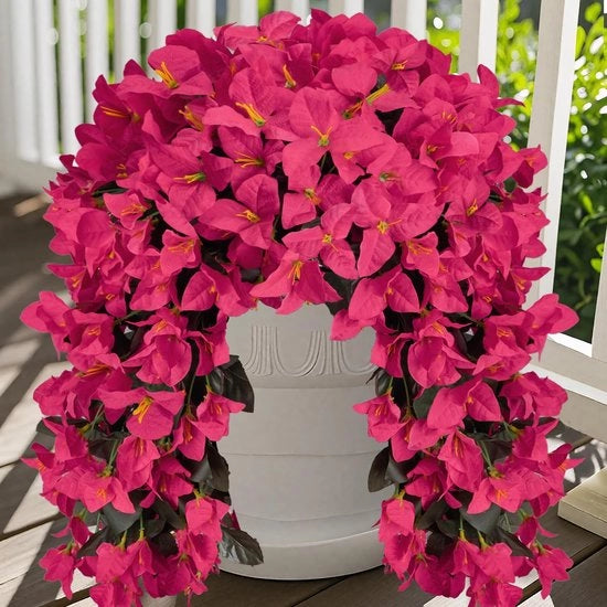 Due pezzi di fiori artificiali pendenti di bougainvillea fiori artificiali per balcone piante da parete fiori artificiali a lato fiori artificiali come vere piante esterne per balcone piante da terrazza piante da balcone esterne interne decorazione