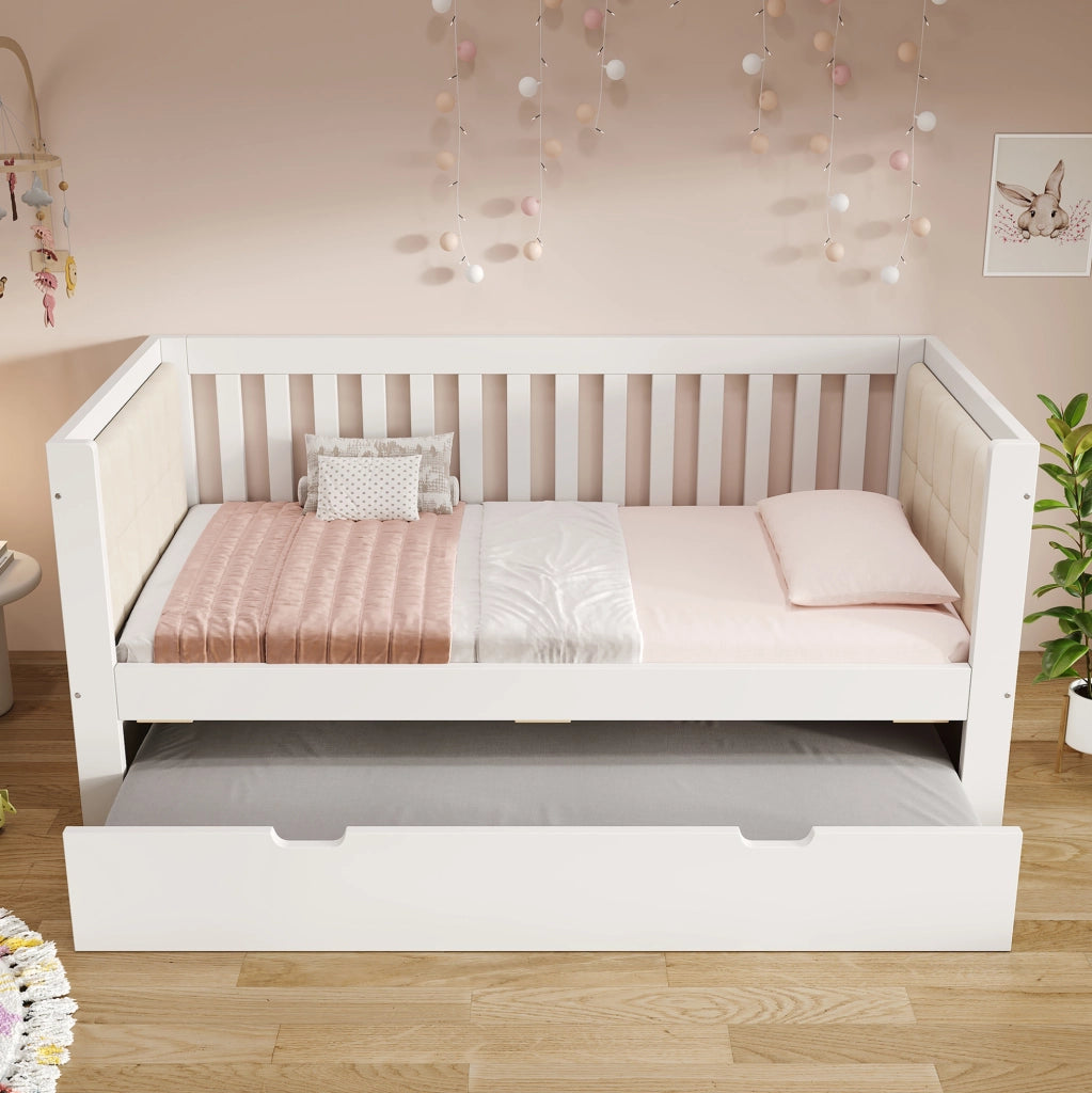 Daybed con letto estraibile 201 x 95 x 74 cm in legno bianco