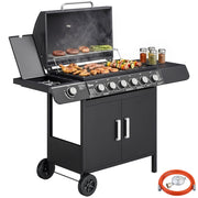 Barbecue a Gas con Coperchio ¨C zephmum ¨C Grigio, Acciaio, 135x50x100cm