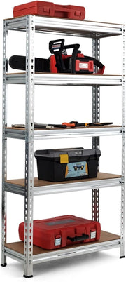 Scaffalature Metalliche a 5 Livelli, Scaffale per Garage Resistente con Ripiani Regolabili, Unità di Scaffalature Combinazioni Libere, 75x30x150 cm, Carico 500kg
