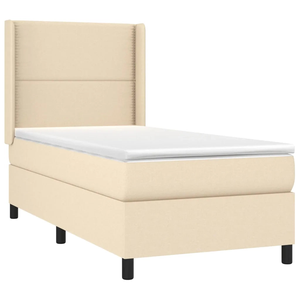 Letto a Molle con Materasso e LED Crema 100x200cm in Tessuto 3138218