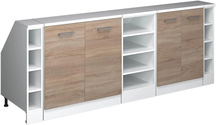 Set di mobili sottotetto Rion, Sonoma, 210 cm Set di 5 carcasse armadio profondità 60 cm, adatto per il salvaspazio sotto tetti spioventi