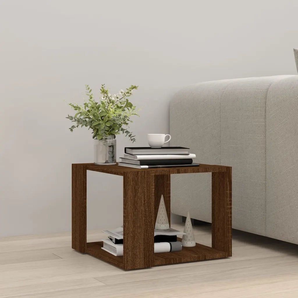Tavolino Salotto Rovere Marrone 40x40x30cm Legno Ingegnerizzato cod mxl 17826