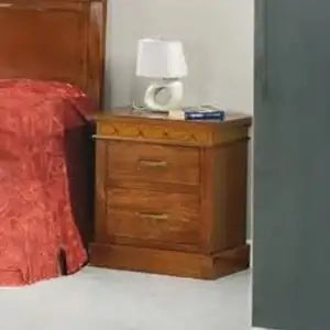 Comodino Adele in legno massiccio, noce Bassano arte povera intagliato
