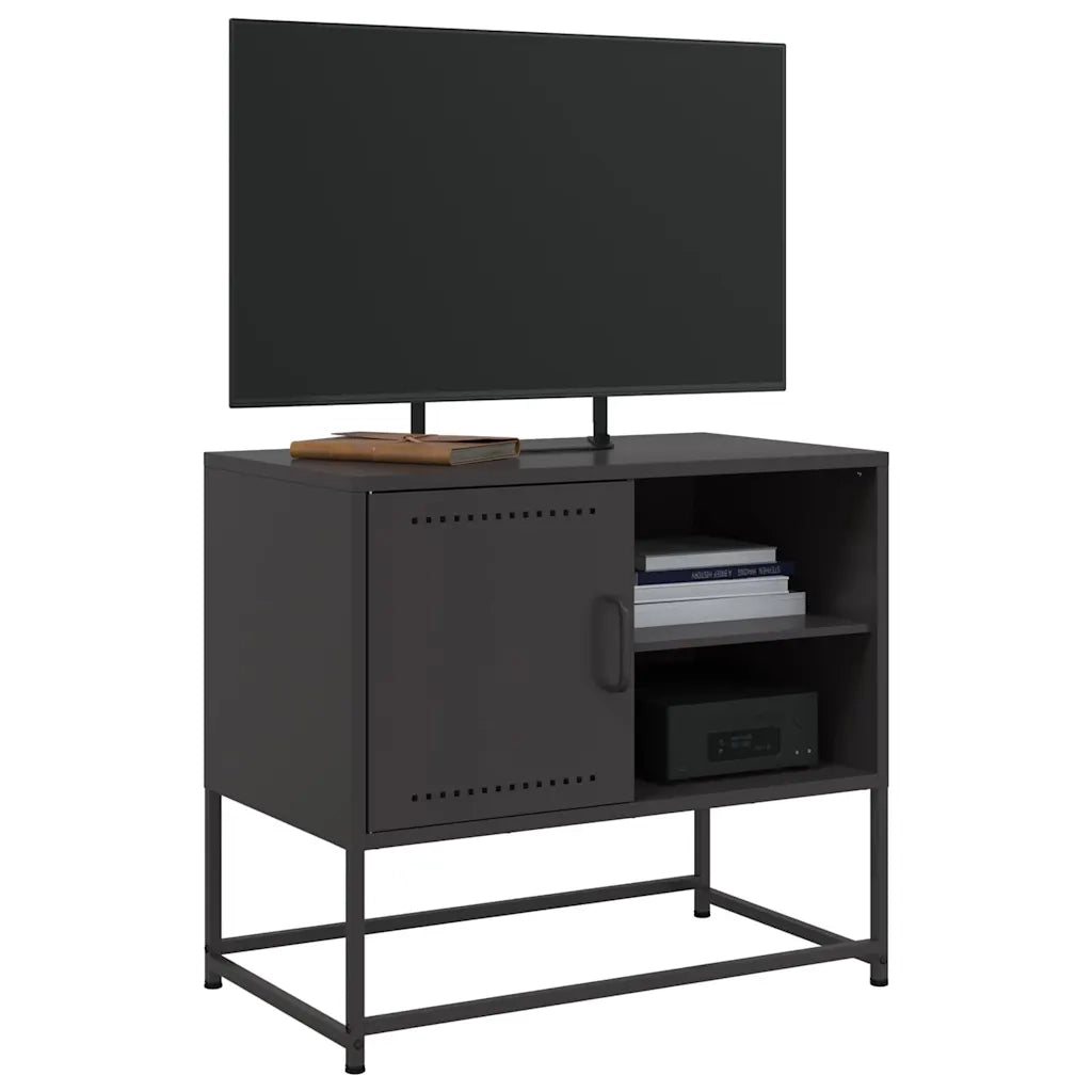 Mobile TV-Credenza per TV-Console TV Nero 68x39x60,5 cm in Acciaio 366906