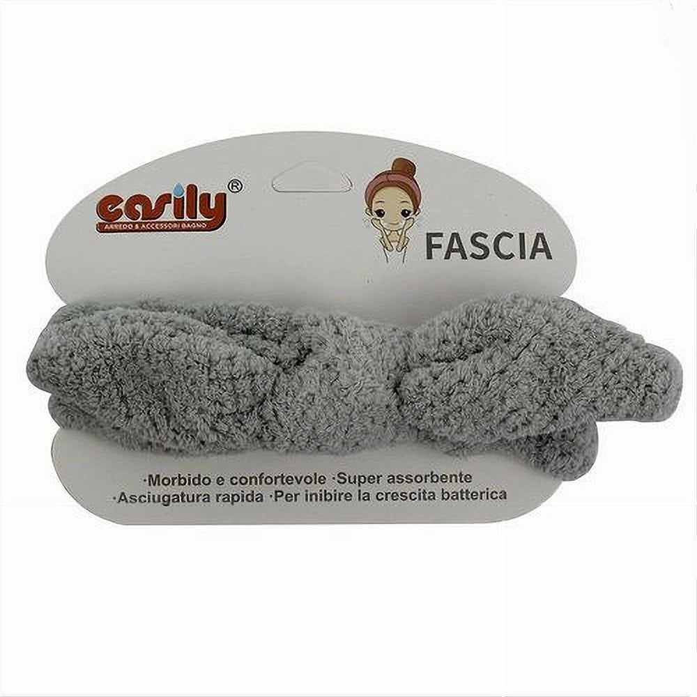 Trade Shop - Fascia Per Capelli Doccia Shampoo Trucco In Spugna Con Fiocco Annodato 69603 -