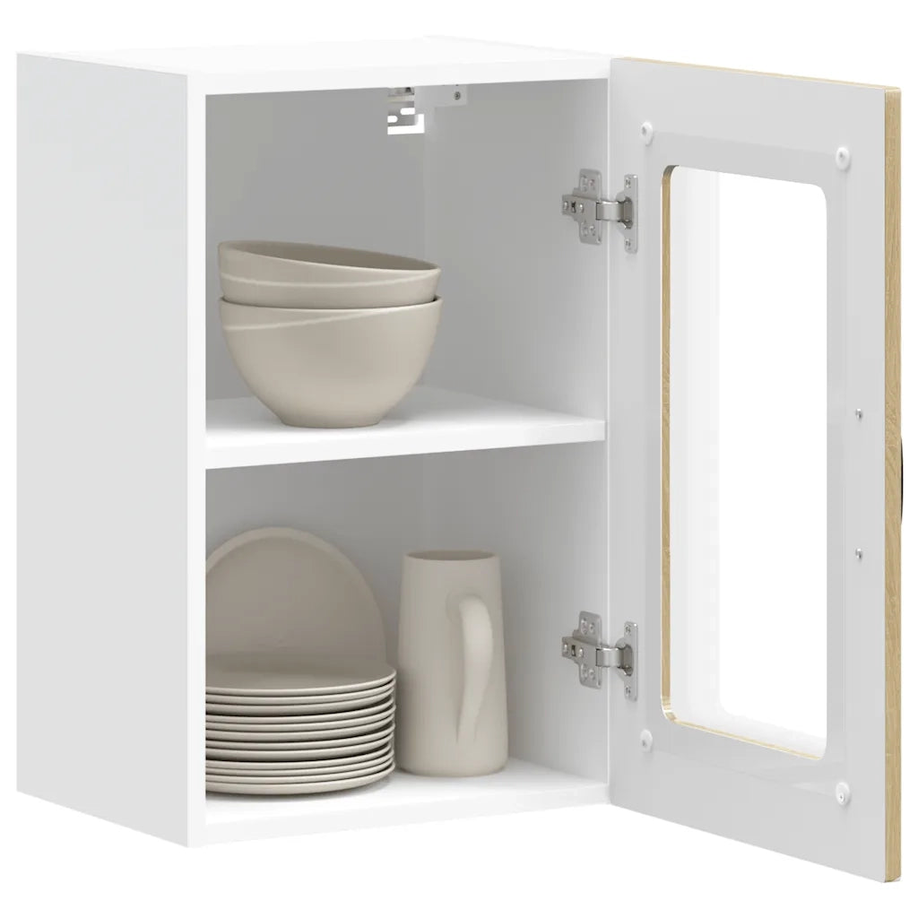 Pensile da Cucina con Porta in Vetro Kalmar Rovere Sonoma 853530