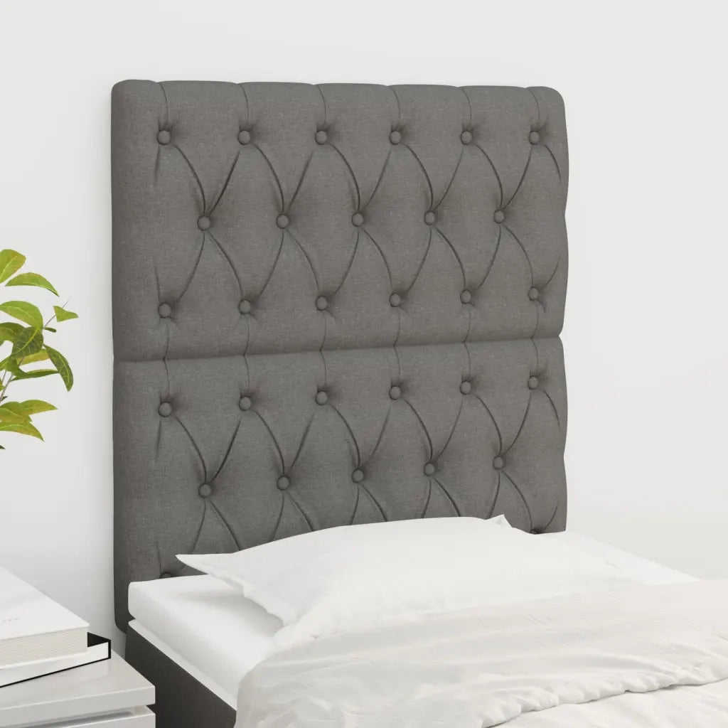 Testiera-Testata Decorativa Grigio Scuro 80x7x118/128 cm Tessuto