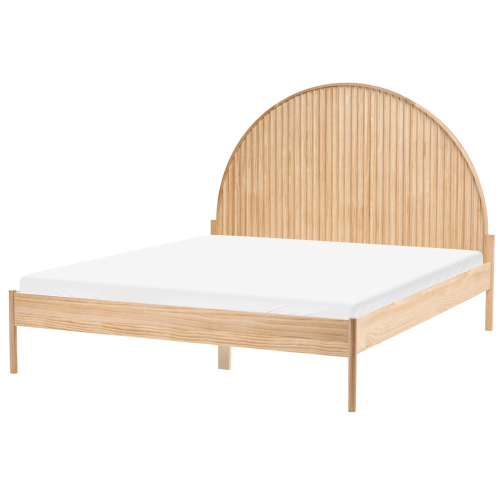 Letto in legno di pino marrone chiaro con rete da 160 x 200 cm finitura naturale stile scandinavo