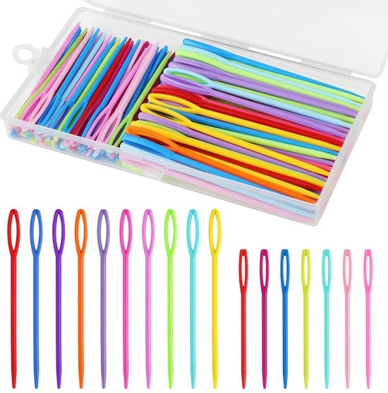 Set di punte di allacciatura in plastica da 120 pezzi - grande occhio - 7 cm/9 cm - con contenitore di conservazione inclusa