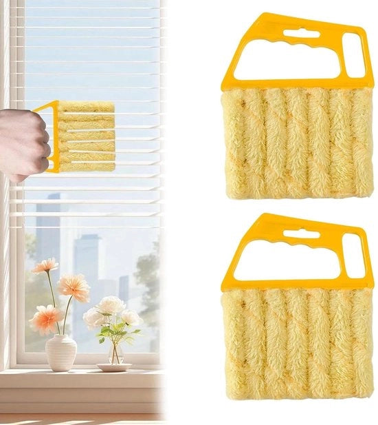 2 set di pulitori per tende di finestra, 7 dita strumento di pulizia per tende di finestra, setole per tende di finestra, spazzola per pulizia, finestra, mini pulitore per vetri, spazzola per finestra, per finestre, aria condizionata