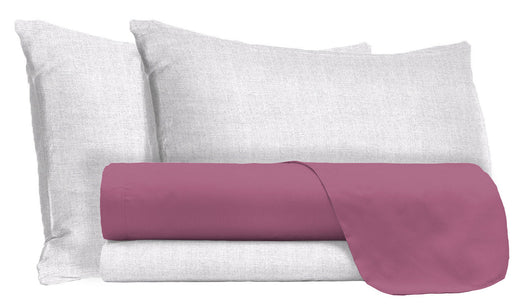 Set Lenzuola Singolo Sopra Sotto e Federe in Cotone Vinaceo