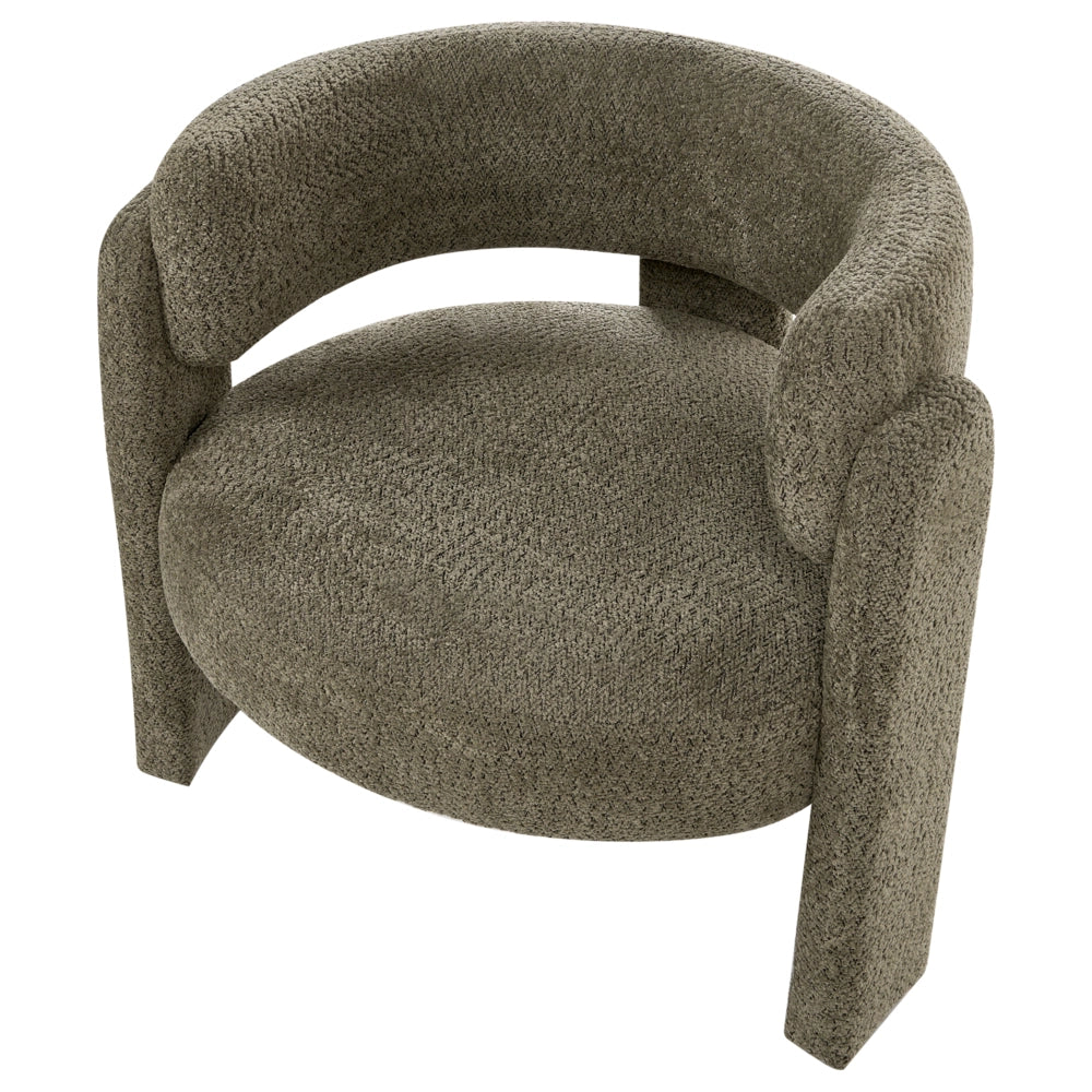 Poltrona imbottita in ciniglia con schienale curvo seduta moderna in stile scandinavo verde scuro