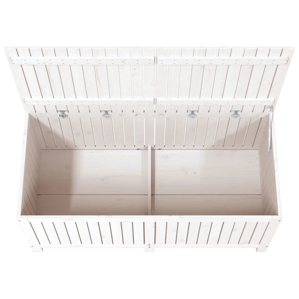 Contenitore da Giardino-Cassapanche da esterno Bianco 147x68x64 cm Legno Massello Pino