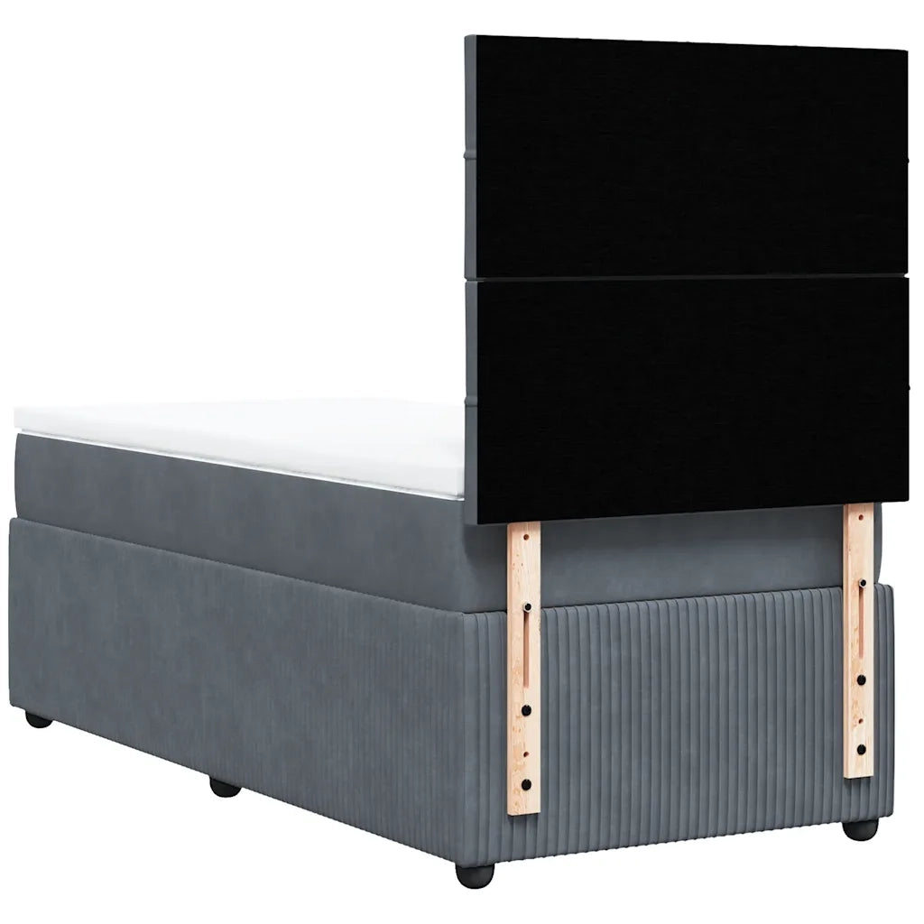 Giroletto a Molle con Materasso Grigio Scuro 80x200 cm Velluto 3294491