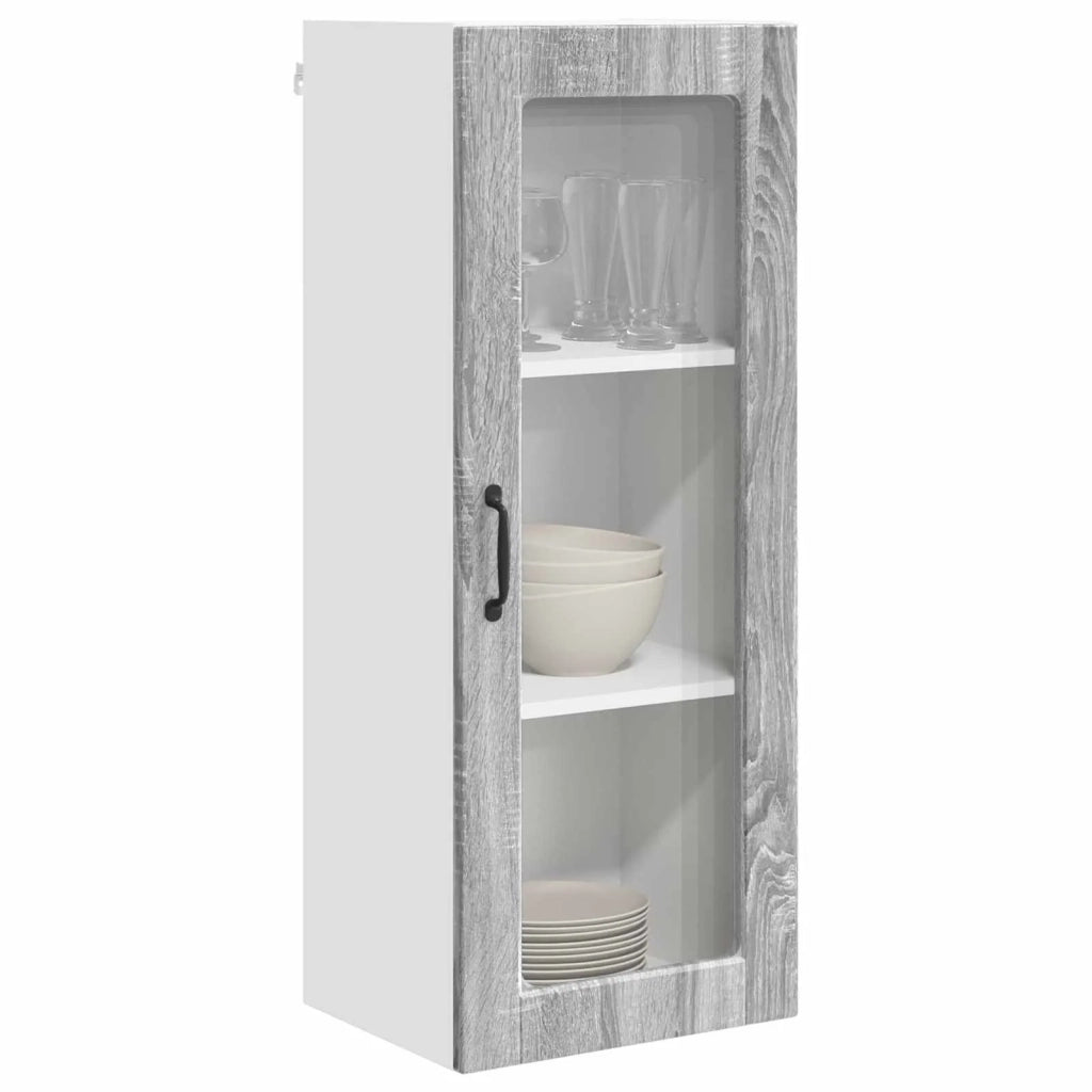 Pensile da cucina | Mobile in vetro da parete PORTO Grigio Sonoma 40 x 31 x 100 cm