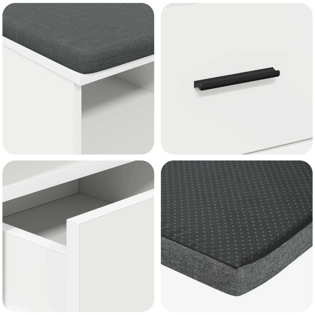 Panca per ingresso con cuscino-Sgabello-Panca da Corridoio Bianco 80 x 38 x 46 cm 339576