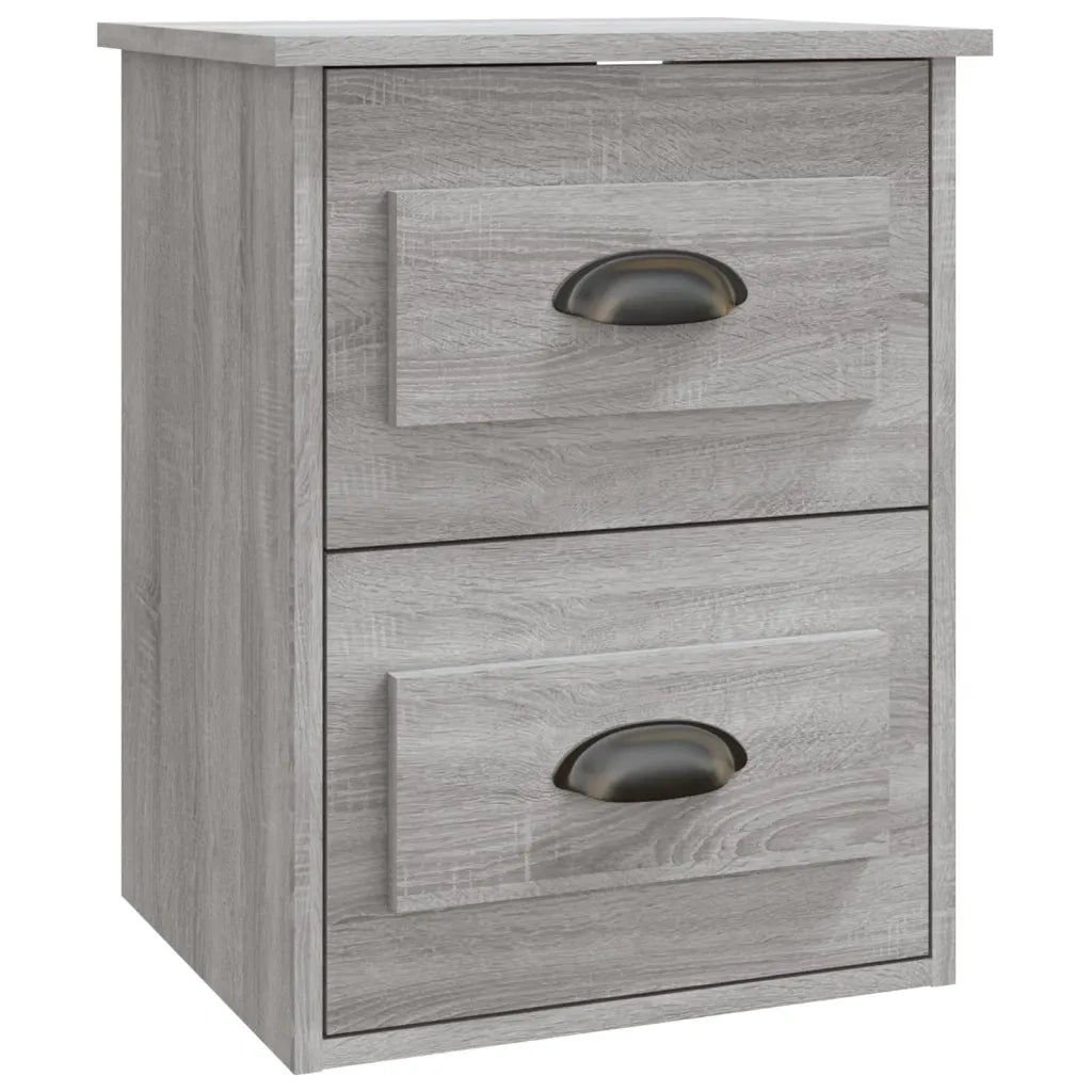 Set di 2 Comodini | Armadio da Notte | Mobiletto da notte a Parete Grigio Sonoma 41,5x36x53 cm