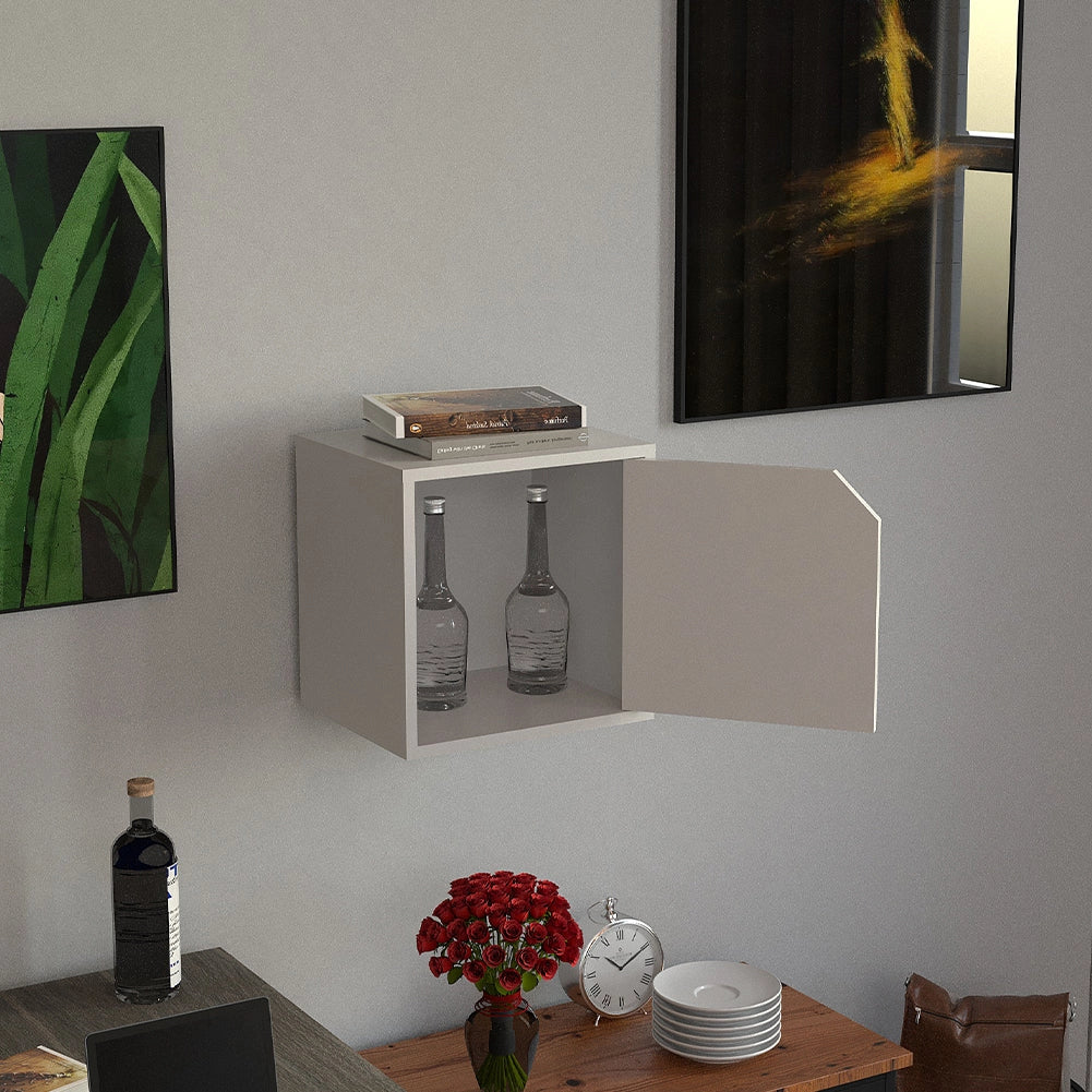 Pensile Mensola Cubo con 1 Anta Libreria da Parete Scaffale Bianco 35x35cm Design Moderno