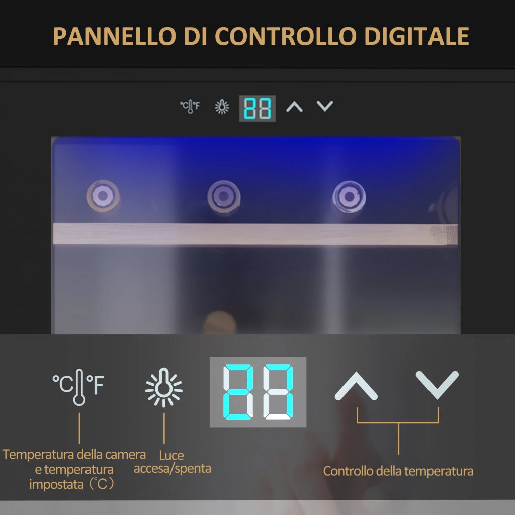 Cantinetta Vino Frigo ¨C zephmum ¨C Nero, 24 Bottiglie, 65L, Controllo Temperatura