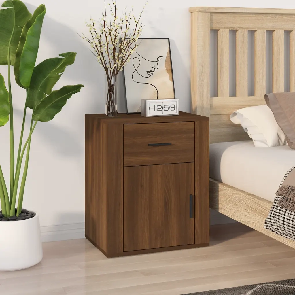 Comodino-Tavolino da notte Rovere Marrone 50x36x60 cm Legno Multistrato
