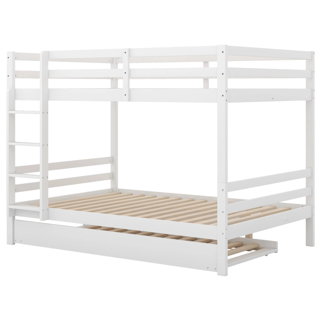 LETTO a castello 140x200 cm con letto estraibile in pino e MDF bianco